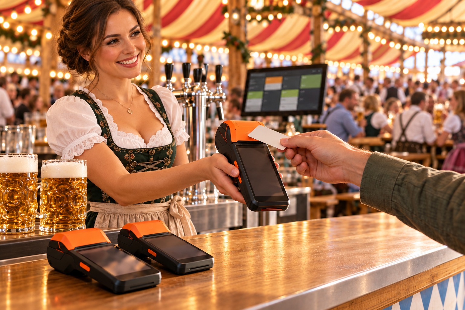 Illustration: Kartenzahlung beim Bierfest